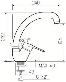 Смеситель для мойки Ростовская мануфактура SL55-011F, хром купить в СОМ