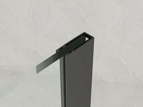 Перегородка душевая Loranto CS-W02B-80 80 х200 см, черный профиль, стекло лофт клетка 8 мм, кронштейн купить в СОМ