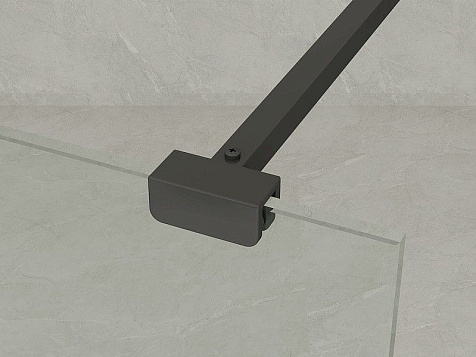 Перегородка душевая Loranto CS-W02B-80 80 х200 см, черный профиль, стекло лофт клетка 8 мм, кронштейн купить в СОМ
