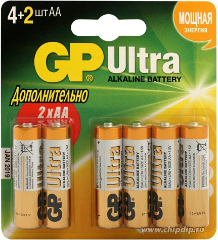 Элемент питания  алкалиновый GP, АА LR6 BL6 купить в СОМ