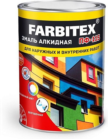 Эмаль ПФ-115 Farbitex, голубая, 0.8 кг купить в СОМ