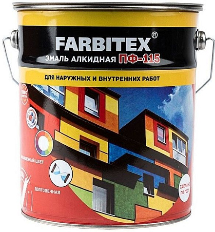 Эмаль ПФ-115 Farbitex, голубая, 10 кг купить в СОМ